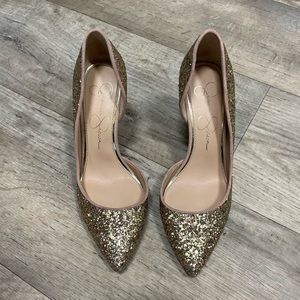 Jessica Simpson Gold Pumps